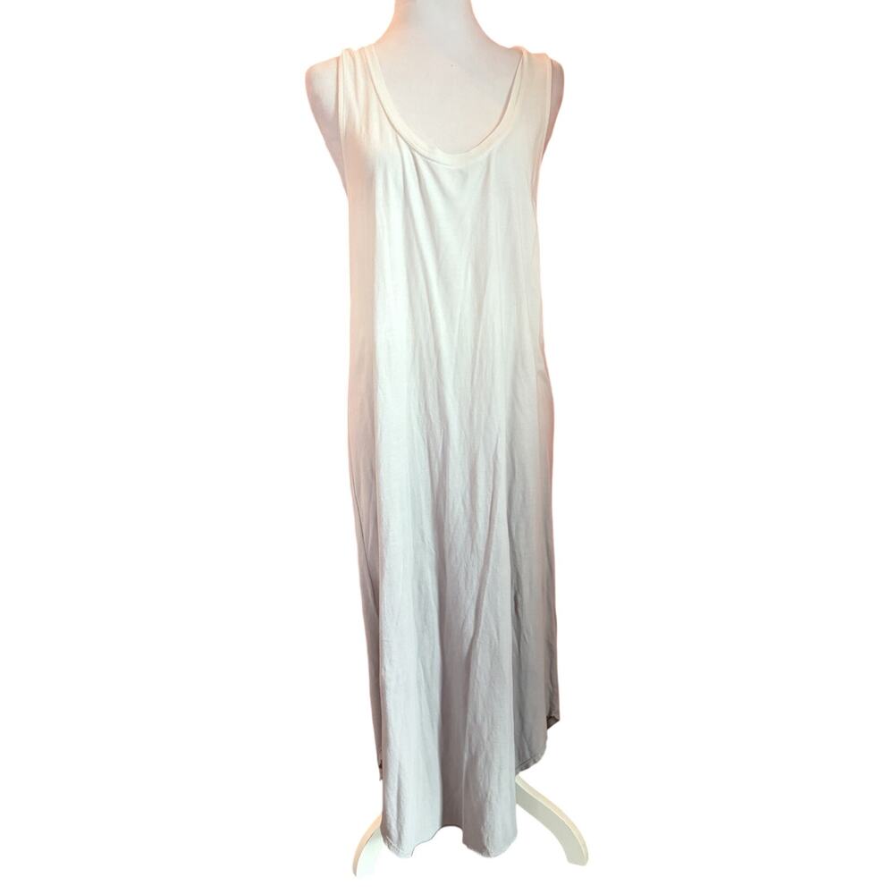 Z Supply Organic Scoop Neck Dip Dye Cotton Maxi Dress NWT Sz L Gray White Ombré